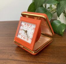 Vintage EUROPA Clock MCM 2 Jewels German Travel Alarm Clock Orange RARE picture