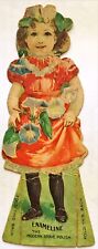 Antique 1890's Victorian Prescott Enameline Stove Polish Croquet Paper Doll picture