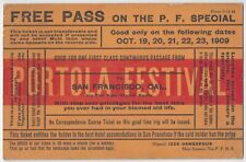 1909 Portola Festival Free Pass - San Francisco, California Postcard picture