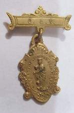 1914 WWI antique catholic our Lady of Victory gold tone metal pendant 52842 picture