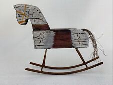 Vintage Wooden Rocking Horse Hand Carved Hand Painted - Folk Art Metal picture
