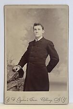 Antique Victorian Cabinet Card Photo Handsome Young Man Albany, New York picture