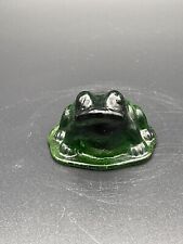 Green Glass Frog Paperweight Wheaton Village Vintage Dark Green MCM picture