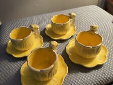 Vintage Cup & Saucer..Set Of 4..Cafe Italiano..Yellow W/Frog….#53P picture