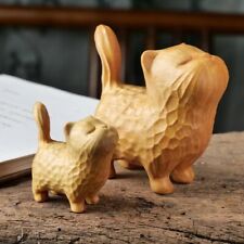 A tsundere cat - Wooden Statue animal Carving Wood Figure Decor Children Gift US picture