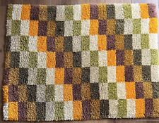 Vintage Latch Hook Rya Style 1960/1970 Shag Rug Checker Squares Avocado Groovy picture