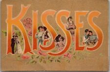 Vintage 1910s Large Letter Romance Greetings Postcard 
