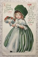 Clapsaddle St Patrick's Day Postcard Adorable Irish Girl Holding Bouquet picture