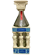 VTG Rare Greek OUZO Caryatides Unique Glass Liquor Bottle with Goddesses 12” h picture