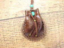 Deerskin Leather Medicine Bag, Native American Buckskin Necklace Pouch, 3