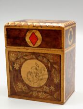 Antique English Handcrafted Hand Painted Double Playing Cards Game Box picture