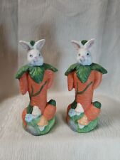 Pair Of Ceramic Carrot Bunnies,  Unbranded picture