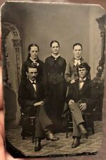 Antique 19thC Tintype of Formal American Family Gathering  3.375” x 2.25” picture