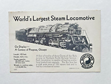 1933 Vintage Oversized Postcard WORLD'S LARGEST STEAM LOCOMOTIVE Chicago IL Fair picture