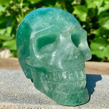 1.6LB Natural green strawberry Quartz Crystal Skull hand carved decoration picture