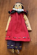 Vintage handmade Native American Doll  Beads Leather  9” Great  Condition picture