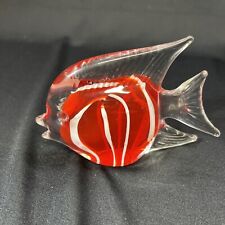 Hand Blown Art Glass Butterfly Fish Red Paperweight Figurine 3x4” picture