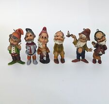 Elf Hang Ups Ornaments Vintage 1970s Era Hand Painted Set Of 6 Made in Hong Kong picture