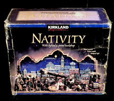 KIRKLAND NATIVITY Lighted 3 PANEL BACKDROP HAND PAINTED Fabric Mache 662120 picture