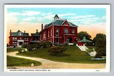 South Paris ME-Maine, Oxford County Buildings, Vintage c1942 Souvenir Postcard picture