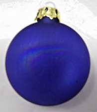 Vintage Hand Blown Blue Iridescent Glass Double Sided Christmas Ornament 2 1/2