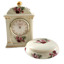Formalities by Baum Mantel/Desk Clock And Trinket Box Victorian Rose Collection picture