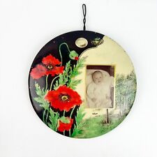 Antique Celluloid Photograph Medallion Cruver Mfg Male Baby Hand Colored 6” Wall picture