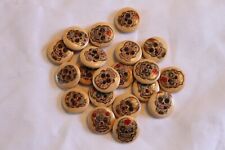 20 Sugar Skull Day of the Dead Spanish Mexican Design Brown Wooden Buttons 15 mm picture