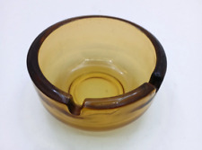 Vintage Mid Century Amber Glass Ashtray Small Round  4