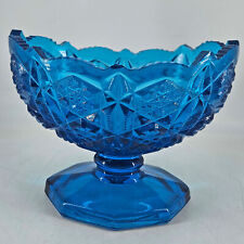 Vintage Kemple Wheaton ice blue Sawtooth Cut Glass Footed Compote centerpiece picture