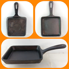 Vtg Cast Iron 5 1/2 inch Square Skillet w/ Heat Ring Small Camping Metal Fry Pan picture