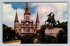 New Orleans LA, St Louis Cathedral & Memorial, Louisiana c1952 Vintage Postcard picture