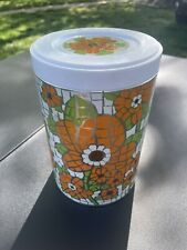 Vintage 60’s 70’s Cheinco USA Flower Tin With Plastic Lid Nice Kitchen? picture