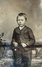 Antique 19th C Tintype Victorian Civil War Era Photo Photograph Kid Spirited Boy picture