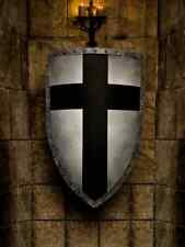Medieval Crusader Shield Battle Knight Warrior Templar black Cross Design Shield picture