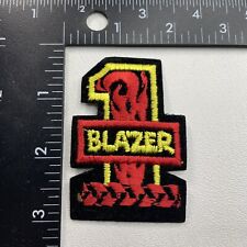 Vtg NOS c 1980s Red Flame #1 BLAZER Embroidered Felt Patch (SUV, Auto) 00PO picture