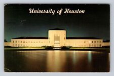 Houston TX-Texas, University of Houston at Night, Vintage Souvenir Postcard picture