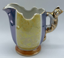 Vintage Luster Gold Castle Creamer Pitcher Hand-Painted Japan Cat-Shaped Handle picture