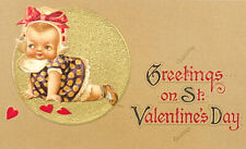 1915 John Winsch Valentine's Day Postcard ~ FREIXAS Adorable Crawling Baby picture