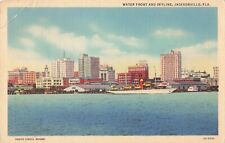 Jacksonville Florida, Waterfront & City Skyline, Ship, Vintage Postcard picture