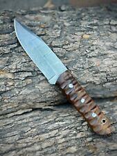 FANCY CUSTOM HANDMADE FORGED HUNTING FIXED BLADE KNIFE WITH SHEATH picture