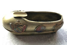 Brass Traditional Chinese Shoe Figural Ashtray Mini Cigarette Rest Polychrome picture