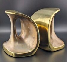 Ben Seibel Jenfred Two-tone MCM Brass Bookends Atomic Retro Vintage picture