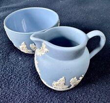 Wedgwood Blue Jasperware Miniature Creamer & Sugar Bowl Set picture
