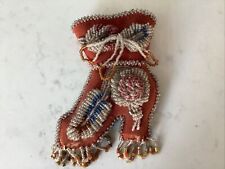 Antique Native America Iroquois Indian Beaded  7 1/2” Pin Cushion Boot Whimsy picture