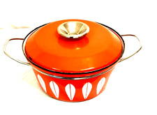 Vintage Catharine Holm Orange & White Enameled Dutch Oven Casserole With Lid EUC picture