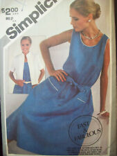 Vintage Simplicity Pattern 5363 Piped Trim Sleeveless Dress Cut Size 8-12 1980s picture