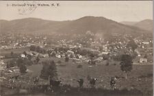 Walton, NY: 1910 RPPC Birdseye, Aerial View - Vtg New York Real Photo Postcard picture