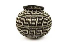 Greek Key Black and White Woven Basket picture