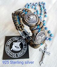 Religious paracord bracelet.Jesus Christ, Saint Nicholas, Virgin Mary.  picture